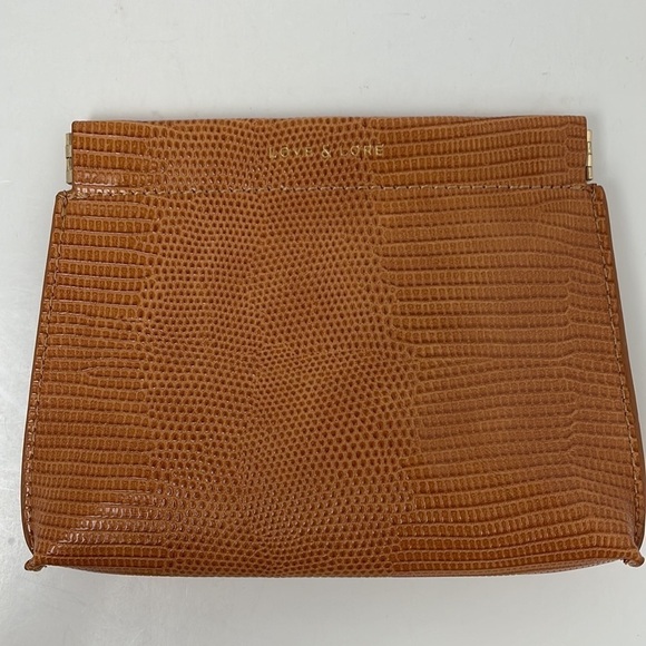 Pouch Wallet Card Holder Make Bag Vegan Tan Leather - Picture 1 of 6